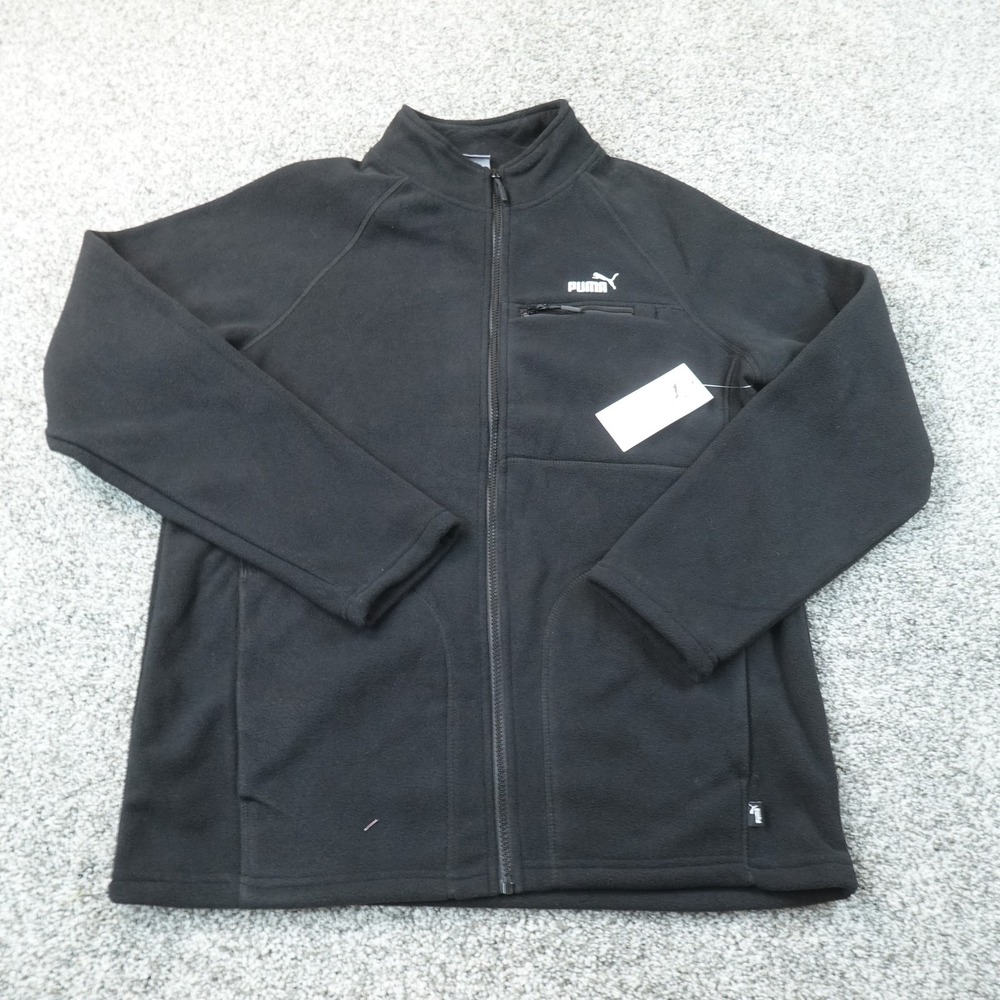 NEW Puma Jacket Mens M Black Polar Fleece Full Zip Sweater Coat Athletic Outdoor
